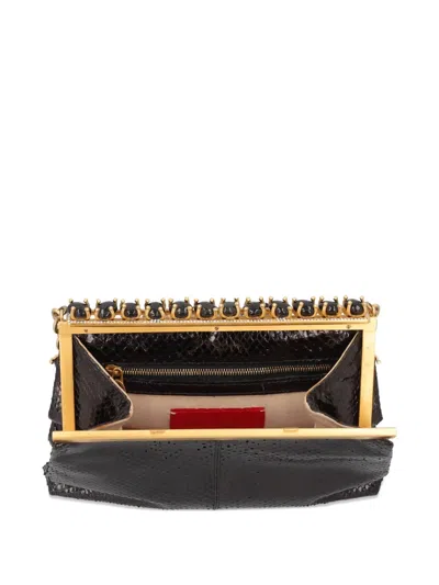 Pre-owned Valentino Garavani 2023 Python Jewel Clutch Bag In Black