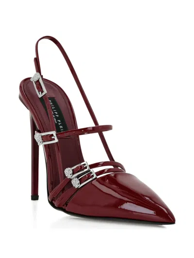 Philipp Plein Buckle-embellished Slingback Pumps In Red