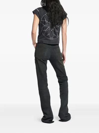 Balenciaga Flared Trousers With High Waist And Raw Hem In Black