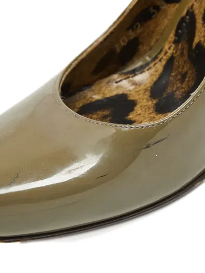 Pre-owned Dolce & Gabbana 80mm Patent Leather Wedge Pumps In Brown