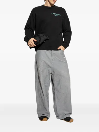 Carhartt Logo-embroidered Ribbed Sweater In Black