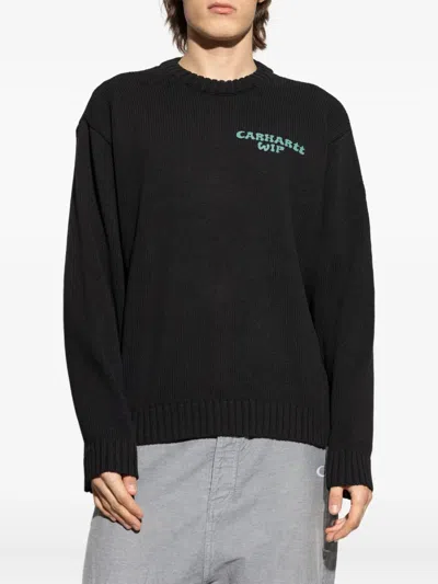 Carhartt Logo-embroidered Ribbed Sweater In Black