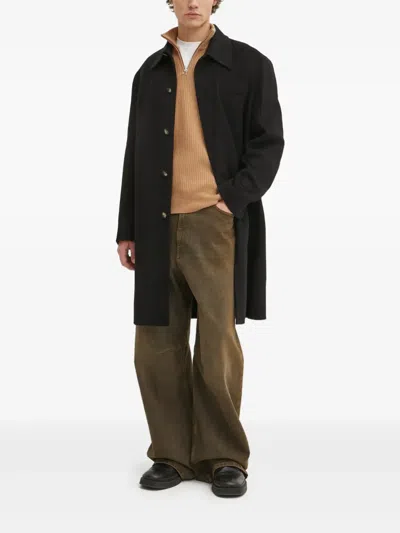 Nanushka Button-fastening Pocket Coat In Black