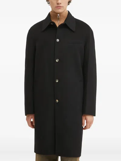 Nanushka Button-fastening Pocket Coat In Black