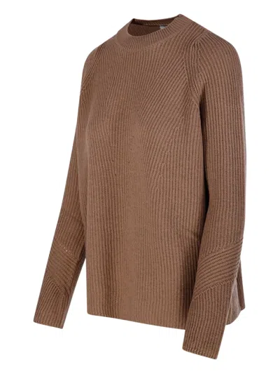 S Max Mara Ribbed-knit Sweater In Brown