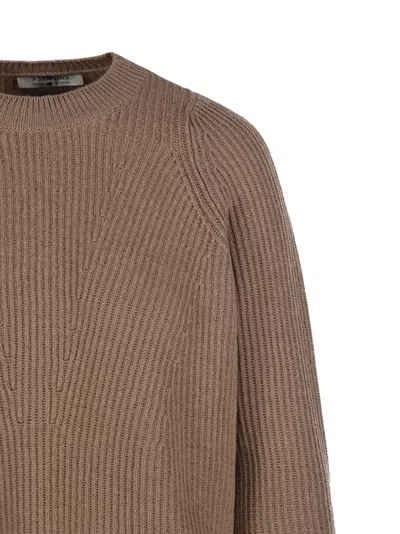 S Max Mara Ribbed-knit Sweater In Brown