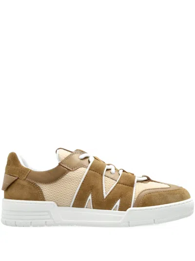 Moschino Suede And Mesh Low-top Sneakers In Neutral