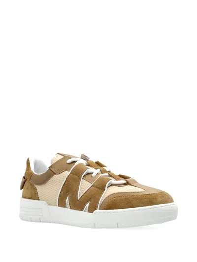 Moschino Suede And Mesh Low-top Sneakers In Neutral