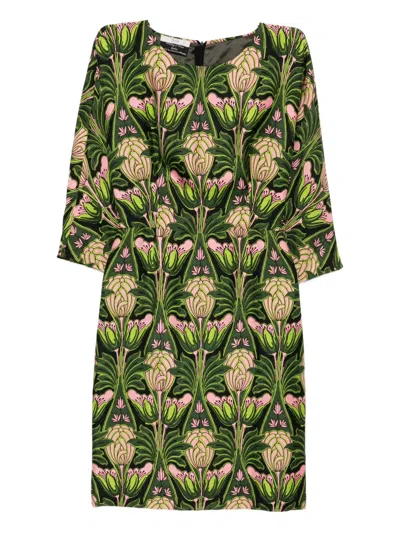 Pre-owned Prada Floral Dress In Green