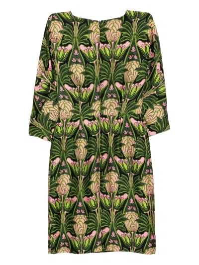 Pre-owned Prada Floral Dress In Green