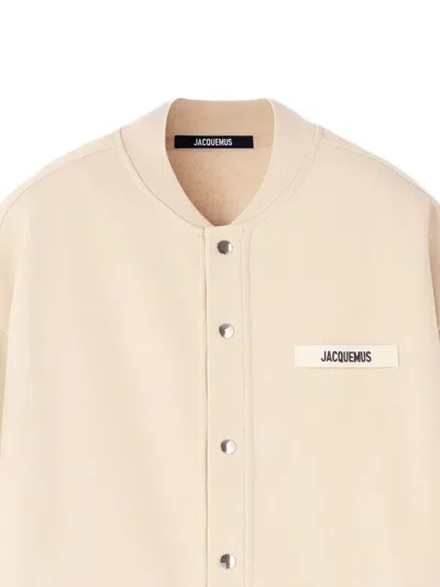 Jacquemus The Gros Grain Button-fastening Logo-plaque Cardigan In Neutral