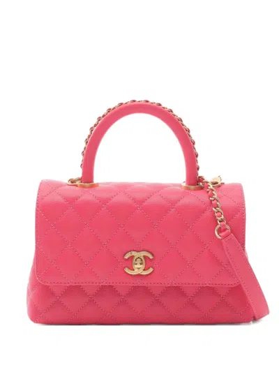 Pre-owned Chanel 2021 Matelasse Coco Handle Handbag In Pink