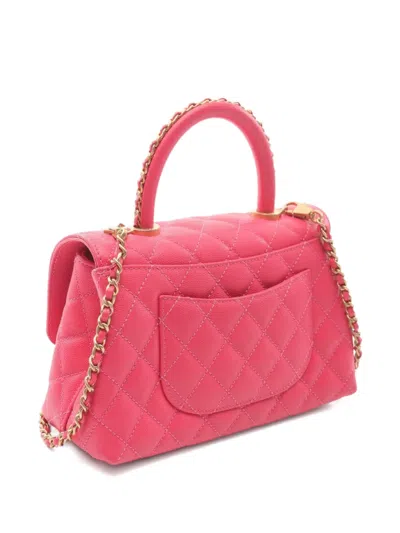 Pre-owned Chanel 2021 Matelasse Coco Handle Handbag In Pink