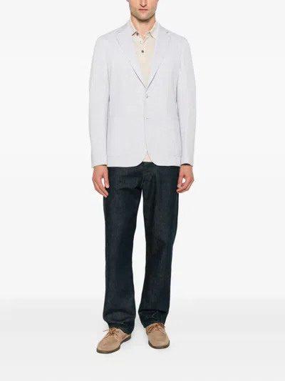 Hugo Boss Checked Cotton-blend Jacket In White