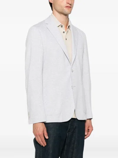Hugo Boss Checked Cotton-blend Jacket In White