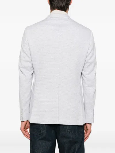 Hugo Boss Checked Cotton-blend Jacket In White