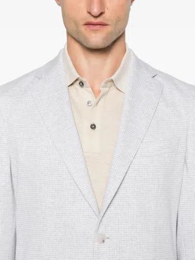 Hugo Boss Checked Cotton-blend Jacket In White