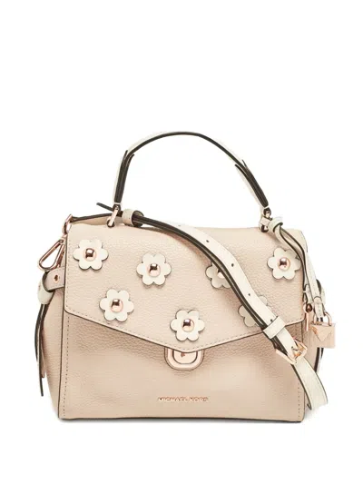 Pre-owned Michael Kors Flower Embellishment Leather Bag In Neutral
