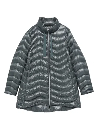 Herno Funnel-neck Quilted Coat In Green