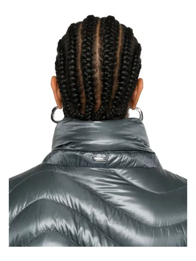 Herno Funnel-neck Quilted Coat In Green