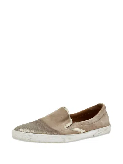 Pre-owned Jimmy Choo Suede Glitter Slip-on Sneakers