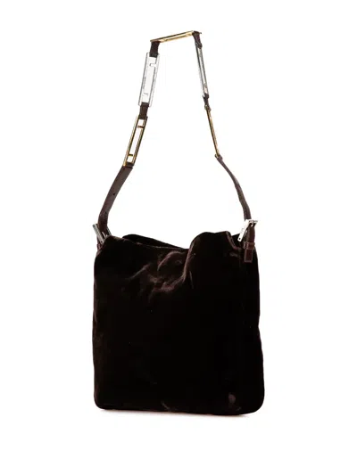 Pre-owned Fendi 20th Century Velvet Shoulder Bag In Brown