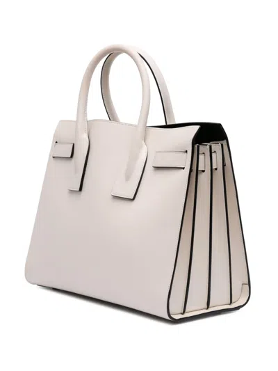 Pre-owned Saint Laurent 2015 Small Leather Sac De Jour Satchel In White