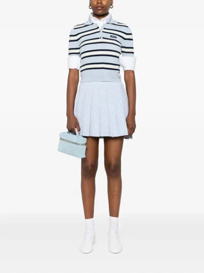 Thom Browne Pleated Checked Mini Skirt In Blue