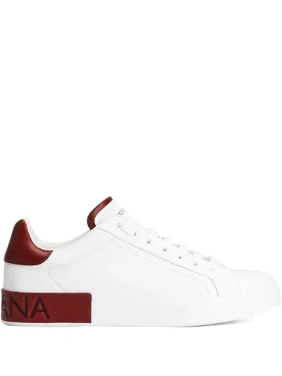 Dolce & Gabbana Portofino Logo-debossed Sneakers In White