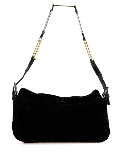 Pre-owned Fendi 20th Century Velvet Shoulder Bag In Black