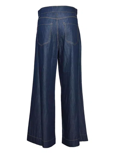 Max Mara Contrast-stitching Jeans In Blue