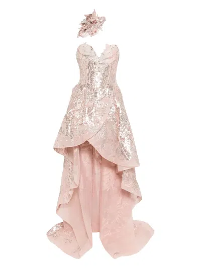 Saiid Kobeisy Embroidered Maxi Dress In Pink
