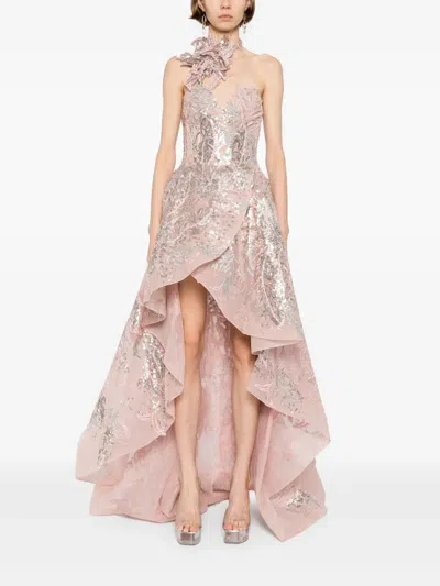 Saiid Kobeisy Embroidered Maxi Dress In Pink