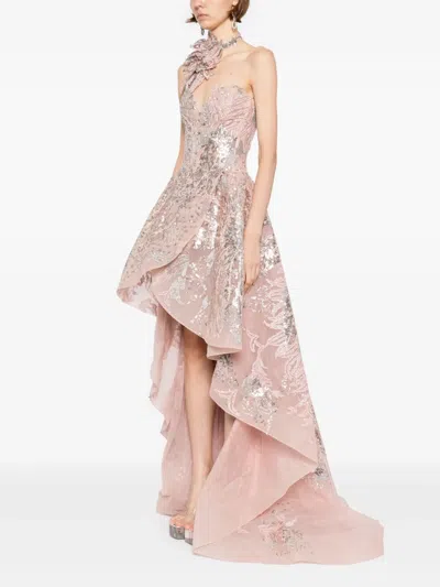 Saiid Kobeisy Embroidered Maxi Dress In Pink