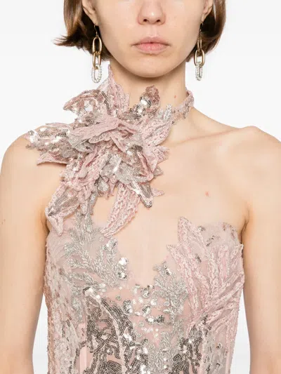 Saiid Kobeisy Embroidered Maxi Dress In Pink