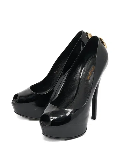 Pre-owned Louis Vuitton 2023 150mm Oh Really! Patent Leather Peep-toe Pumps In Black