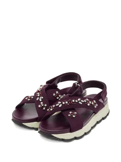 Pre-owned Prada Cross-strap Crystal-embellished Sandals