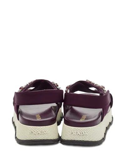Pre-owned Prada Cross-strap Crystal-embellished Sandals