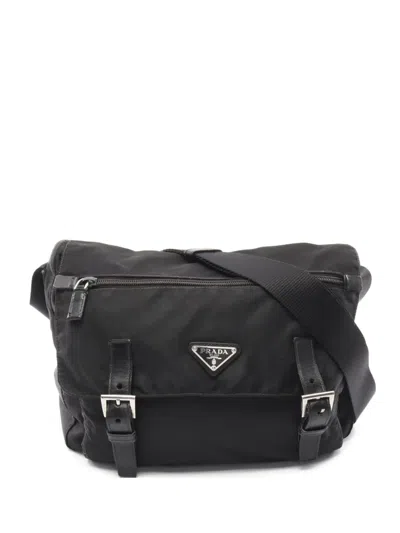 Pre-owned Prada 2000s Vela Sport Messenger Bag In Black