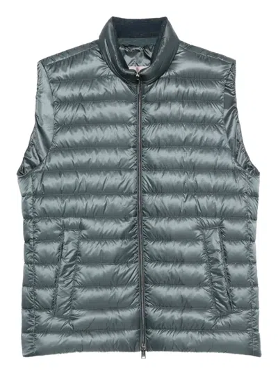 Herno Quilted Sleeveless Vest In Green