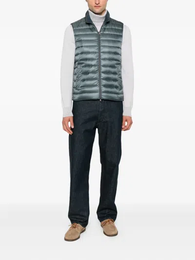 Herno Quilted Sleeveless Vest In Green