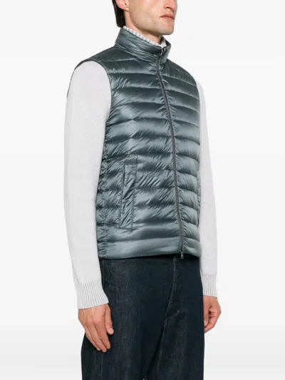 Herno Quilted Sleeveless Vest In Green