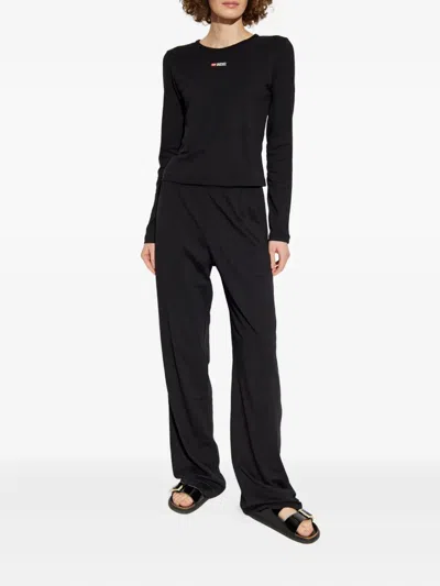 Diesel Gilda-d-core Logo-waistband Pajama Set In Black