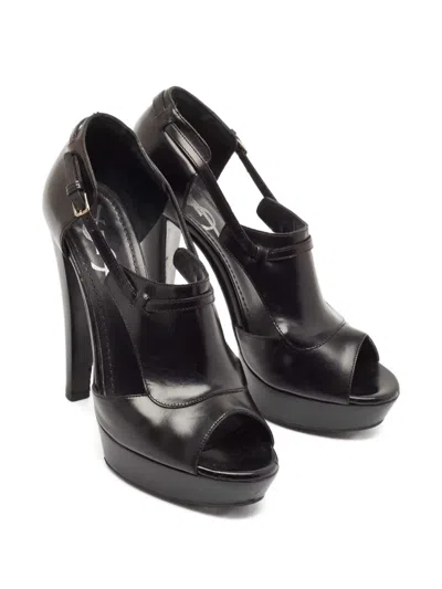 Pre-owned Saint Laurent 140mm Patent-leather Pumps In Black