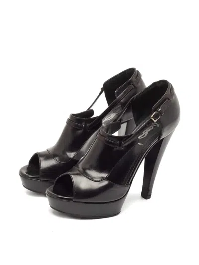 Pre-owned Saint Laurent 140mm Patent-leather Pumps In Black