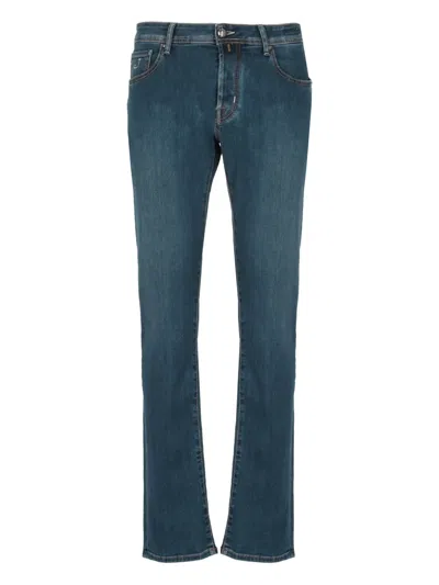 Jacob Cohen Contrast-stitching Jeans In Blue