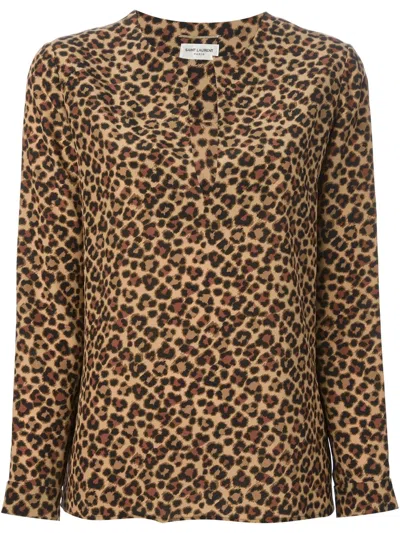 Saint Laurent Leopard Print Blouse