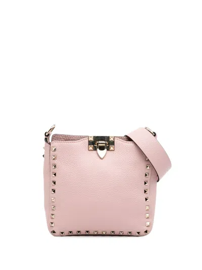 Pre-owned Valentino Garavani 2000-2017 Mini Pebbled Calfskin Rockstud Flip Lock Crossbody Bag