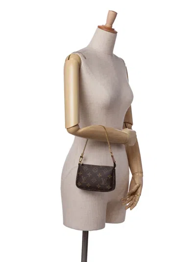Pre-owned Louis Vuitton 2018 Monogram Mini Pochette Accessoires Handbag In Brown