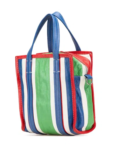 Pre-owned Balenciaga 2016-2025 Xs Lambskin Bazar Shopper Satchel In Green